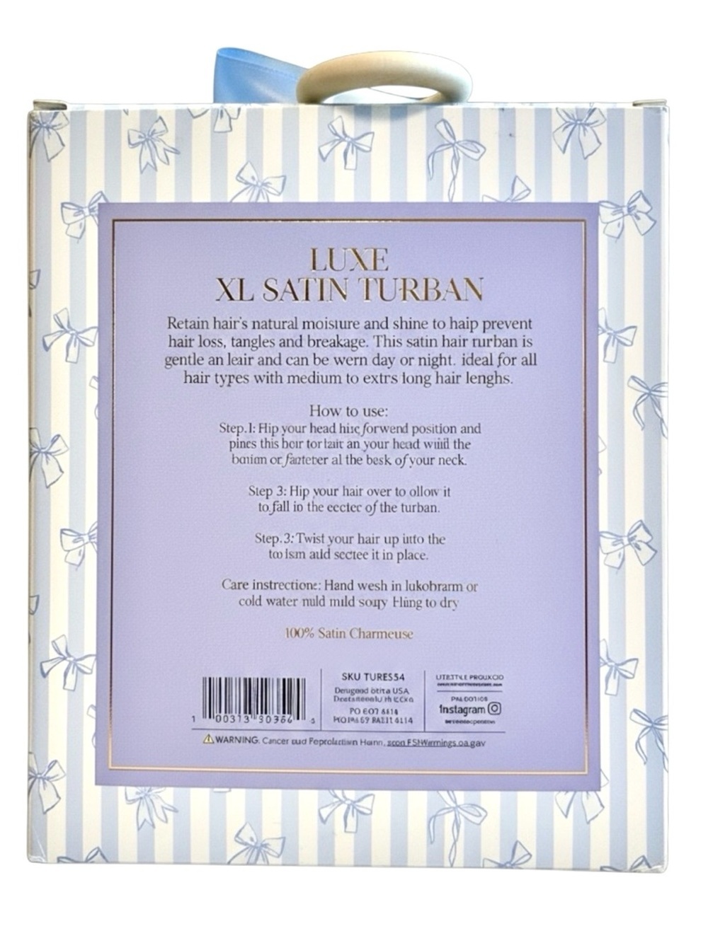 LUXE XL Satin Adjustable Turban in Lavender and Cream - Picture 2 of 4